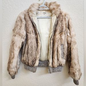 Vintage Rabbit Fur Bomber Jacket